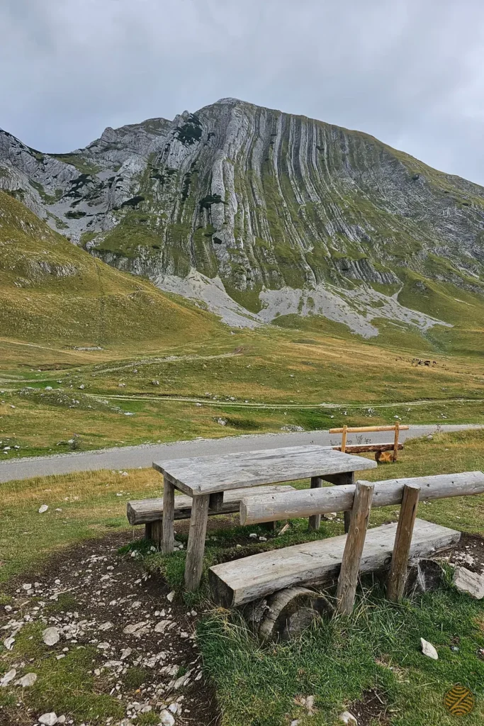 The folded rock layers of Prutaš peak above the Durmitor plateau, Durmitor National Park